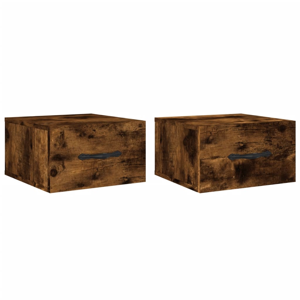 Wall-mounted Bedside Cabinets 2 pcs Smoked Oak 35x35x20 cm